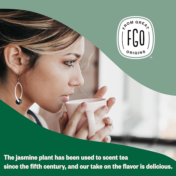 FGO Organic Jasmine Pearl Green Tea, Four Ounce, Loose Leaf, Resealable Bag, Packaging May Vary (Pack of 1)