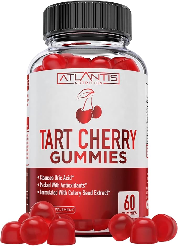 Atlantis Nutrition Tart Cherry Gummies with Celery Seed Extract - Advanced Uric Acid Cleanse for Immediate Relief | Joint Relief & Recovery | Powerful Antioxidant with Joint Support - 60 Gummies