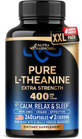 L Theanine 400 mg | L-Theanine Stress Relief | Extra Strength Supplement | Made in USA | Relaxation, Sleep & Calm Support | For Men & Women | Plant Based, Non-GMO & Gluten-Free | 240 Vegan Capsules
