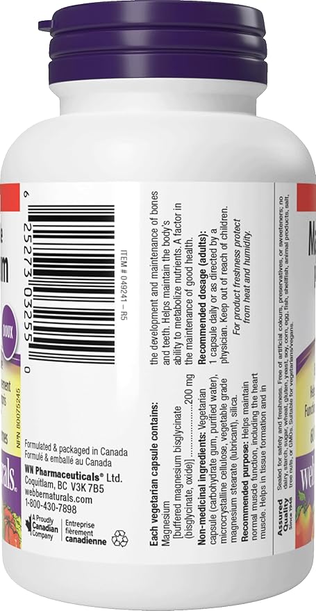 Magnesium Bisglycinate 200 mg Capsules