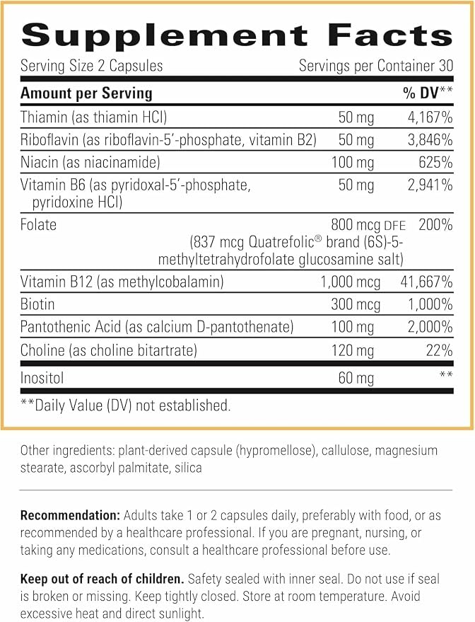 Integrative Therapeutics Active B-Complex -Cellular Energy & Heart Health Support with Vitamins B2, B6 & B12* - Supports Nervous & Immune Systems - Third-Party Tested - 120 Capsules (60 Servings)