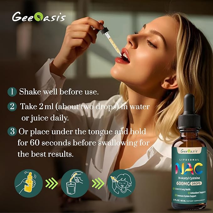 Liposomal Liquid NAC Supplement N-Acetyl Cysteine Drops, N Acetyl Cysteine 600 mg with Quercetin & Zinc for Adults & Kids, Liver & Lung Support, Antioxidant, Immune & Skin Health, 2 Fl Oz