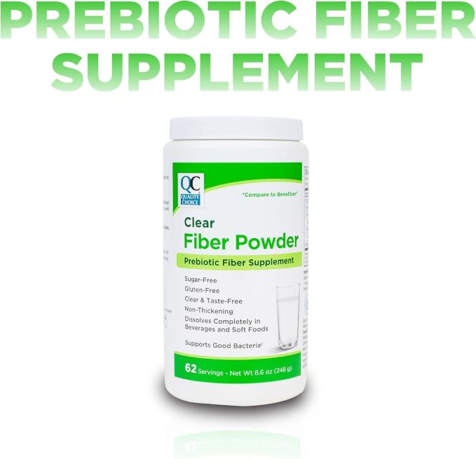 Quality Choice Clear Prebiotic Fiber Supplement Powder for Digestive Health - Tasteless, Non-Thickening Formula - 62 Servings, 8.6 Ounces (248g), Ideal for Adults & Children 6 & Up Daily Fiber Powder