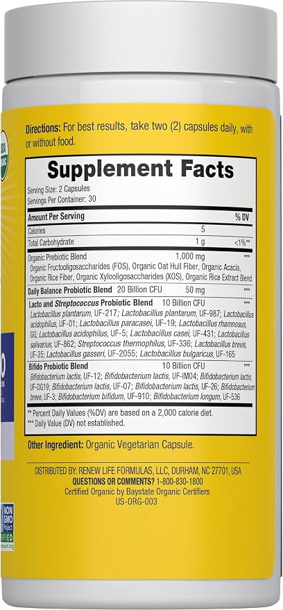 Renew Life Daily Balance Probiotic, 60 CT