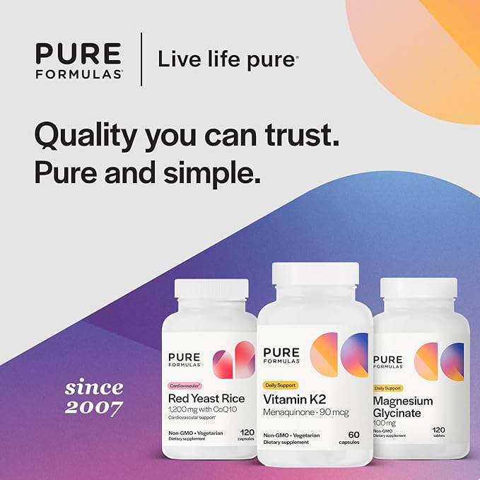 PureFormulas Vitamin K2 MK7 (Menaquinone-7)| High Potency 90mcg | 60 Vegetarian Capsules | Bone & Cardiovascular Support | Soy-Free, Non-GMO, 60 Day Supply