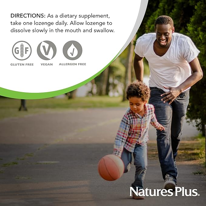 NaturesPlus Vitamin B12 1000 mcg - 30 Herbal Lozenges - Raspberry - Energy & Immune Health Support - Vegetarian, Gluten Free - 30 Servings