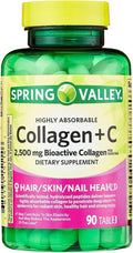 Collagen 2500mg with Vitamin C – Hydrolyzed Collagen Pills Peptides Supplement, 90 Tablets, Daily Collagen Vitamins for Hair Skin Nail Support, Gluten Free (Pack of 1)