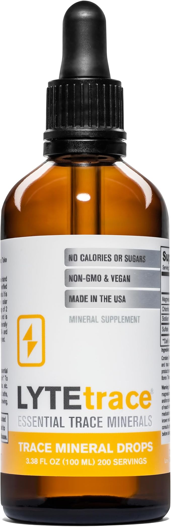 LyteLine Trace Mineral Drops 100ml x 200 Servings - Max-Absorption Ionic Natural Sodium Free Trace Minerals Concentrate to Balance the Body's pH - Non-GMO, Vegan, Kosher, and Keto Friendly