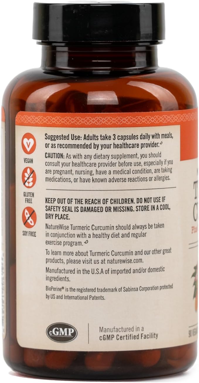 NatureWise Curcumin Turmeric 2250mg - 95% Curcuminoids & BioPerine Black Pepper Extract for Advanced Absorption - Daily Joint and Immune Health Support - Vegan, Non-GMO, 90 Count[30-Day Supply]