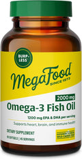 MegaFood 2000mg Fish Oil Omega 3 Supplements - Burp-Less & Lemon Oil Infused - Heart, Brain, Eye, Joint & Immune Support Supplement - 1200mg EPA & DHA Per Serving - 90 Softgels, 45 Servings
