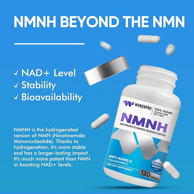 NMNH (NMN Supplement Alternative)，1000mg Per Serving NAD Supplement to Boost NAD+ Levels as We Age, for Anti Aging, Energy, Focus - 120 Capsule
