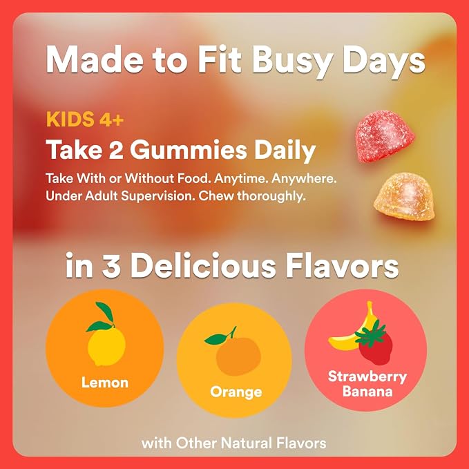 SmartyPants Kids Multivitamin Gummies, Omega 3 (DHA/EPA), Vitamins D3, C, B12, B6, Vitamin A, K & Zinc, Gluten Free, Three Fruit Flavors, 80 Count (40 Day Supply)