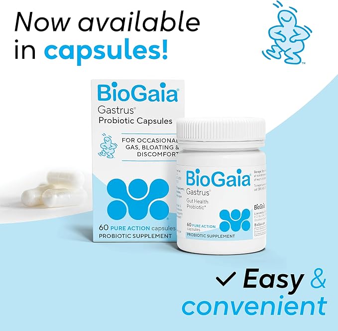 BioGaia Gastrus Gut Health | Probiotic Capsules | Eases Abdominal Discomfort, Gas & Bloating | Promotes Regularity & a Healthy Gut | Supports a Balanced Microbiome | Backed by 30 Years of Research
