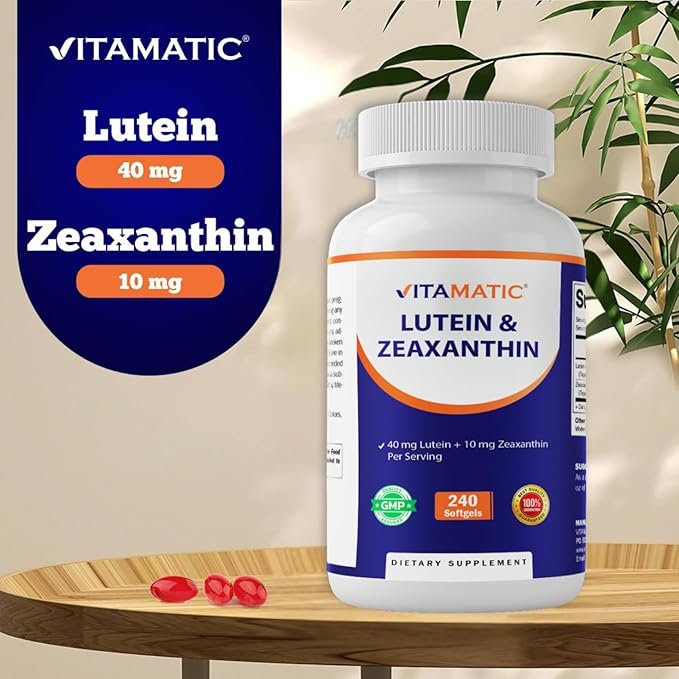 Vitamatic Lutein 40mg with Zeaxanthin 10mg, Eye Health Support Supplement, 240 Softgels