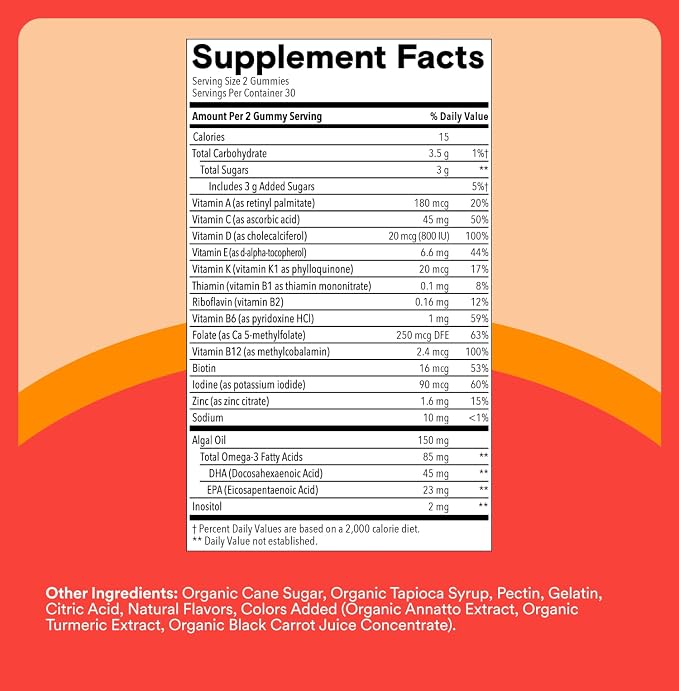 SmartyPants and Disney-Pixar’s Toy Story 5 Kids Multivitamin Gummies, Omega 3 DHA EPA, Vitamin D, C, B12, E, Zinc and Iodine, Clean Label, Gluten Free, Mixed Fruit Flavors, 30 Day Supply, 60 Gummies