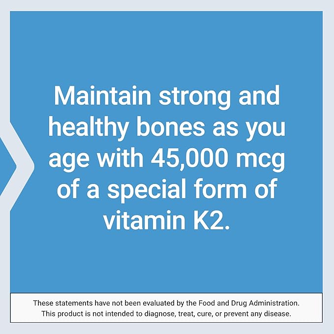 Life Extension Mega Vitamin K2 High Potency for Strong Bones, clinically studied 45 mg K2 dosage, promotes healthy bone density, gluten-free, non-GMO, 30 capsules
