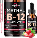 Vitamin B12 liquid Drops, B12 vitamins 5000 mcg, Vitamin B Complex Supplement with Methylcobalamin B12 Sublingual, Vitamin B6, Folate for Energy, Brain, Heart Health, Vegan Strawberry Flavor 2 Fl Oz