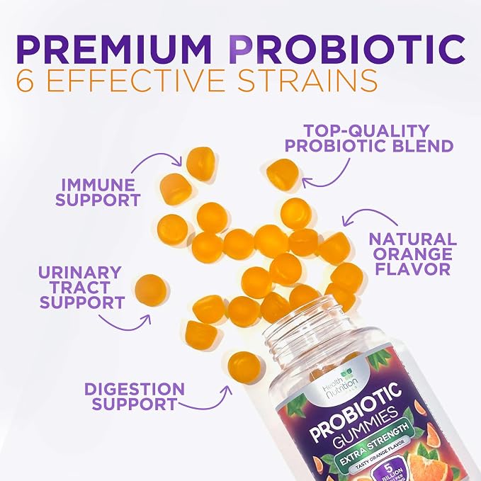 Probiotic Gummies - Advanced Multi-Strain Probiotic Formula - Gut & Digestive Health Support Gummy - Bacillus Coagulans 5 Billion CFU Per Serving, Daily Acidophilus Probiotics Supplement - 60 Gummies