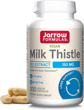 Jarrow Formulas Milk Thistle Supplement 150 mg. 30:1 Milk Thistle Extract Standardized to 80% Total Flavonoids, Dietary Supplement for Liver Function Support, 200 Veggie Capsules, Up to 200 Day Supply