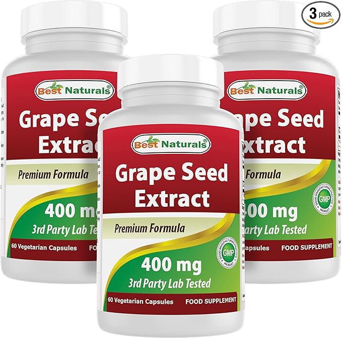 Best Naturals Grapeseed Extract 400 mg 120 vcaps (120 Count (Pack of 3))