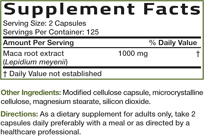 Bronson Maca Root Extra Lepidium Meyenii, Non-GMO, 250 Vegetarian Capsules