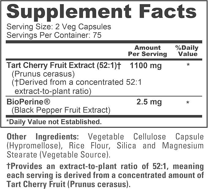 NusaPure Tart Cherry Capsules, 1100 mg, 150 Veg Capsules (Non-GMO, Vegan)