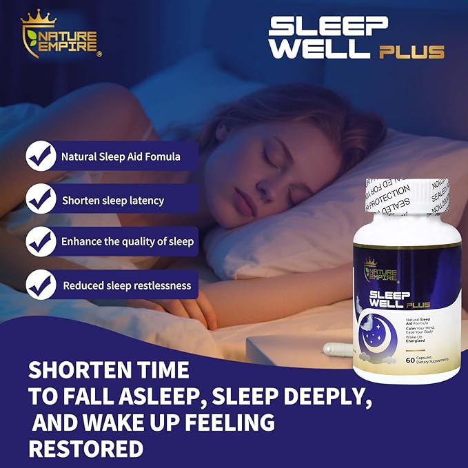 Fast Acting Sleep Aid 12 in1 Supplement for Adults with Meatonin,Reishi Mushroom,Ginsenosides,Extract of St.John's Wort ,Jujube Seed,Hops Flower,Non-Habit Formula for Relaxation, 60 Capsules