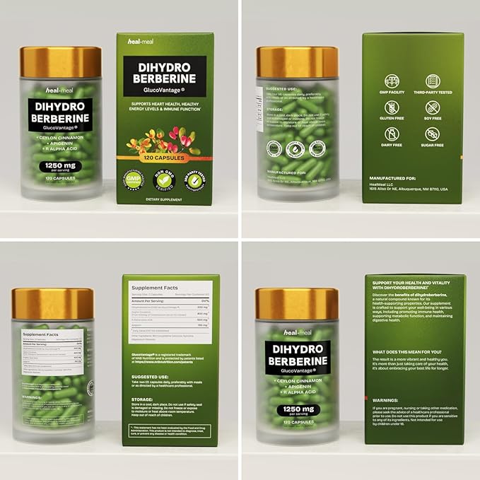 Dihydroberberine Supplement - Dehydro Berberine Organic - Super Berberine Supplement with Ceylon Cinnamon & R Alpha Lipoic Acid & Apigenin - Hydroberberine 120 caps (1 Pack)