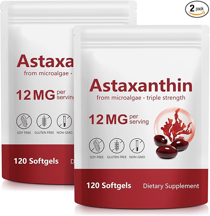 Astaxanthin Supplements, Supports Eye, Joint, Internal Circulation, Skin Health, Astaxanthina Antioxidant Supplements (2Bag240P)