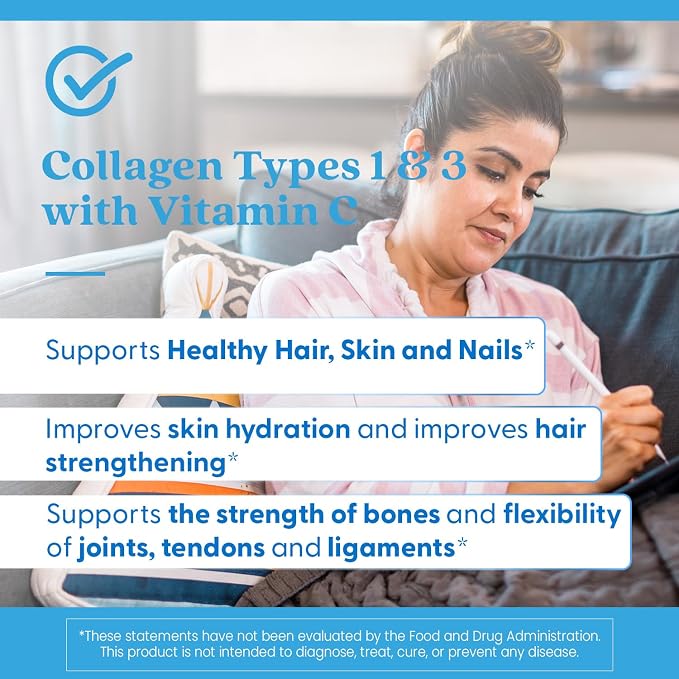 Doctor's Best Collagen Peptides Types 1 & 3 - Collagen Supplement for Women & Men, Supports Hair, Skin, Nails, & Joint Health, Includes 30 mg Vitamin C & 3 g Protein Per Serving, Non GMO - 180 Tablets