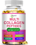 Multi Collagen Peptides Softgels - Hydrolyzed Collagen Peptides For Women & Men with Vitamin C Hyaluronic Acid - High Absorption Collagen Complex for Skin Hair Nail & Joint - Type I, II, III, V, X