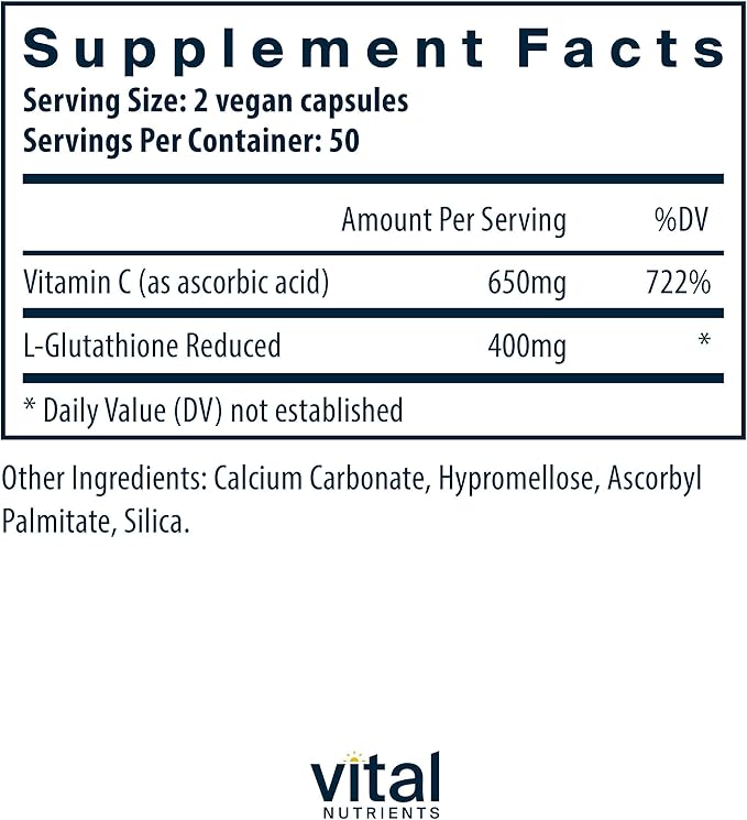 Vital Nutrients Glutathione 400mg - Antioxidant Support for Liver Detox - Vegan Antioxidant Supplement to Promote Liver Health and Liver Detox* - Gluten, Dairy, Soy Free - Non-GMO - 100 Capsules