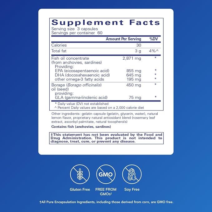 Pure Encapsulations VisionPro EPA/DHA/GLA | Supports Natural Tear Production and Retention of Eye Moisture* | 180 Softgel Capsules