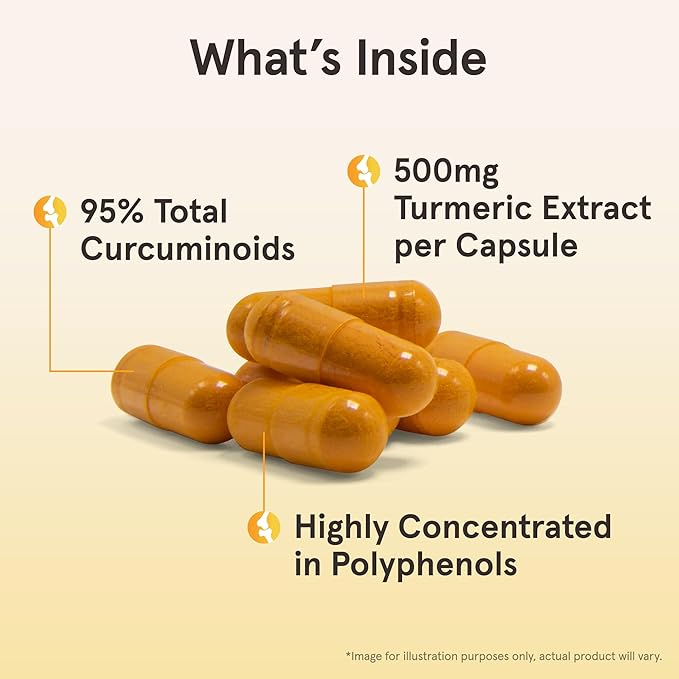 Jarrow Formulas Curcumin 95 Supplement - Turmeric Extract Supplement, 500 mg for Antioxidant & Joint Support, 60 Capsules