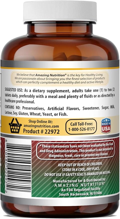 Amazing Formulas Iron as Ferrous Sulfate Supplement | 130 Mg per Serving | 240 Tablets | Non-GMO | Gluten-Free | Made in USA
