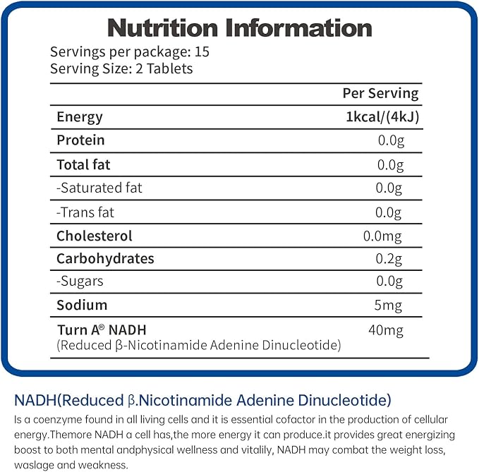 CELFULL NADH Supplement 40mg Enchance NMN Alternative NAD+ Supplement for Immune Support Anti-Aging Boost Brain Cognition & Chronic Fatigue Supplements