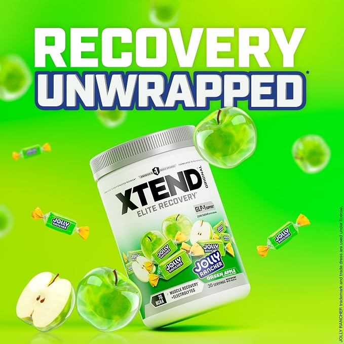 Xtend Original BCAA Powder, 7g BCAAs and 2.5g L-Glutamine for Muscle Recovery, Hydration, and Lean Muscle, Sugar Free Intra and Post Workout Drink with, Green Apple Jolly Rancher, 30 Servings