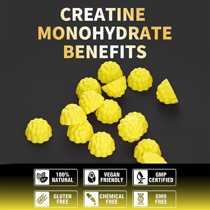 Nutravita NSF Certified Creatine Gummy - Creatine Monohydrate Gummies for Men & Women-5g of Creatine Monohydrate per Serving - Sugar Free,Vegan, Passion Fruit Flavor, 120 Count