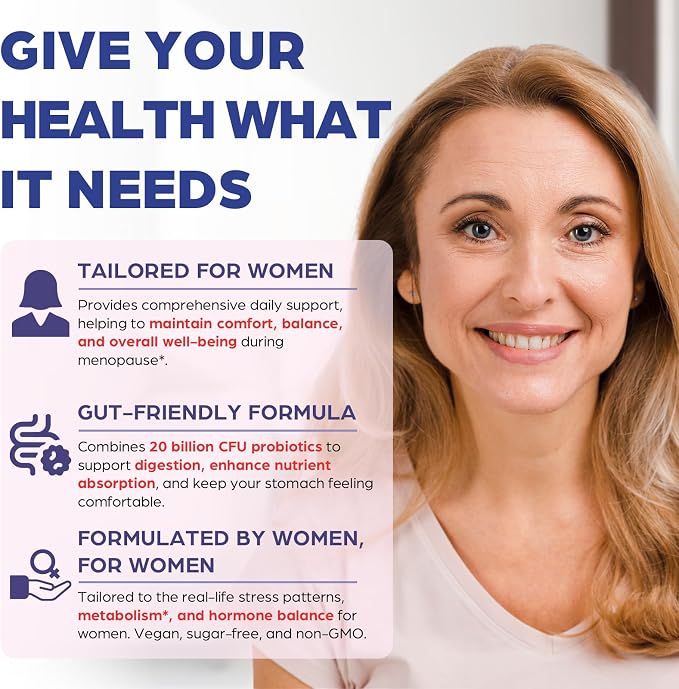 Menopause Supplements for Women, 60 Servings & 0 Sugar Menopause Gummies, Menopause Relief with Black Cohosh, Ashwagandha & Probiotics - Menopause Belly, Hormone Balance, Night Sweats & Mood Swings