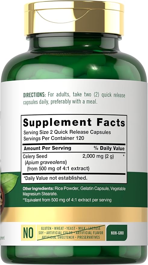 Carlyle Celery Seed Extract Capsules | 240 Count | Traditional Herb Supplement | Non-GMO and Gluten Free Formula