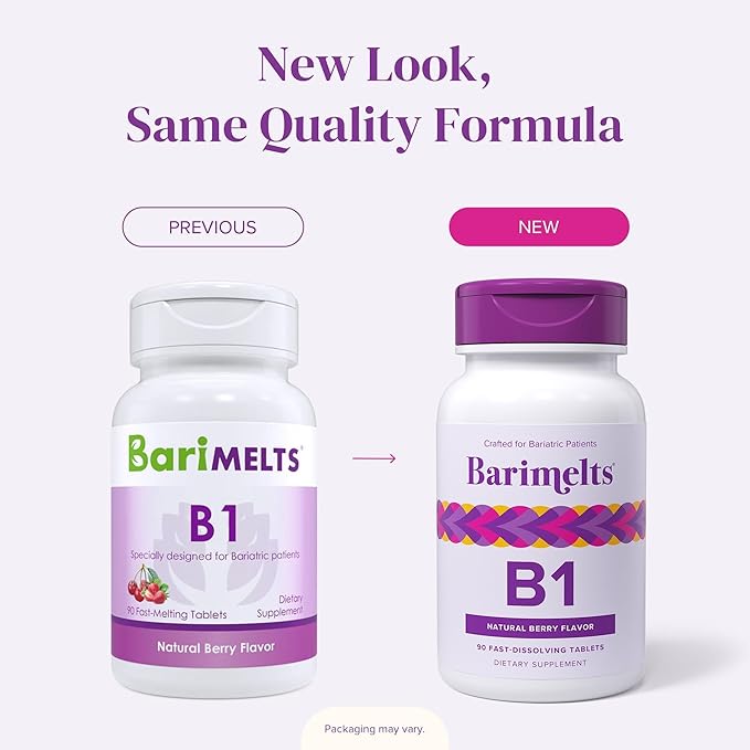 BariMelts Vitamin B1, 90 Fast-Dissolving Tablets (3-Month Supply), Sugar-Free Bariatric Vitamins for Women, Natural Berry Flavor