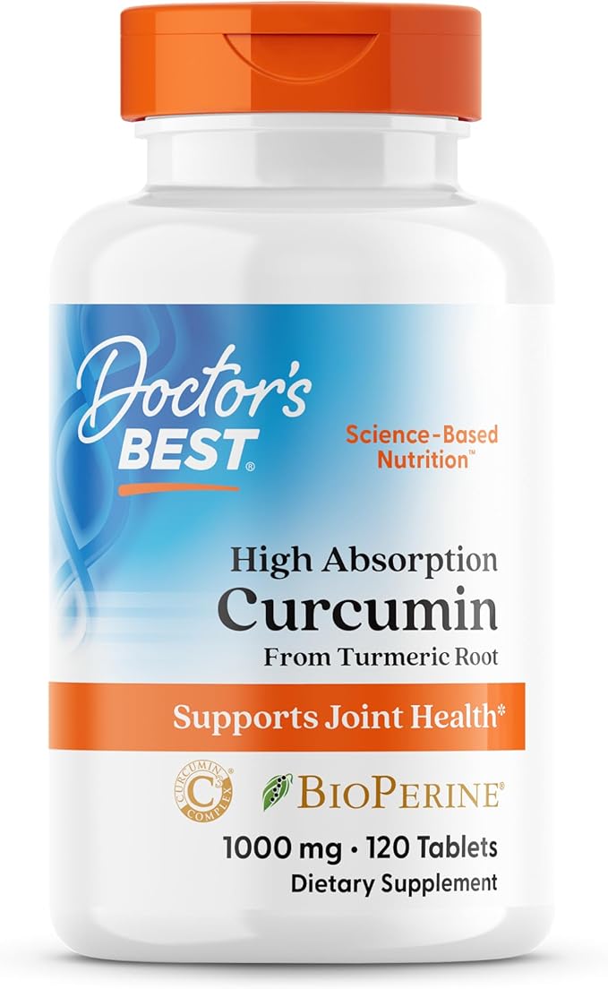 Doctor's Best Curcumin From Turmeric Root with C3 Complex & BioPerine, Benefit the Joints by Helping to Neutralize Free Radicals, Non-GMO, Gluten Free, Soy Free, Joint Support, 1000 mg, 120 Tablets