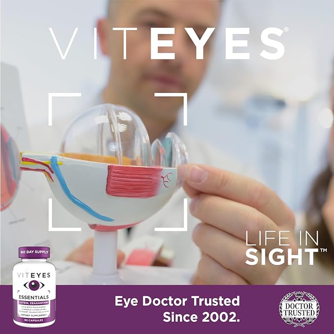Viteyes Essentials Eye Health Dietary Supplement, Lutein & Zeaxanthin for Macular Support, 90 Capsules
