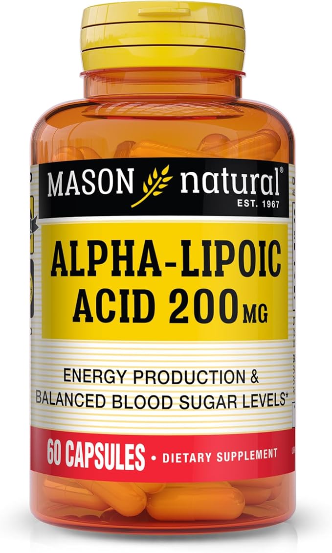 MASON NATURAL Alpha Lipoic Acid 200 mg, Supports Energy Production, Dietary Supplement, 60 Capsules