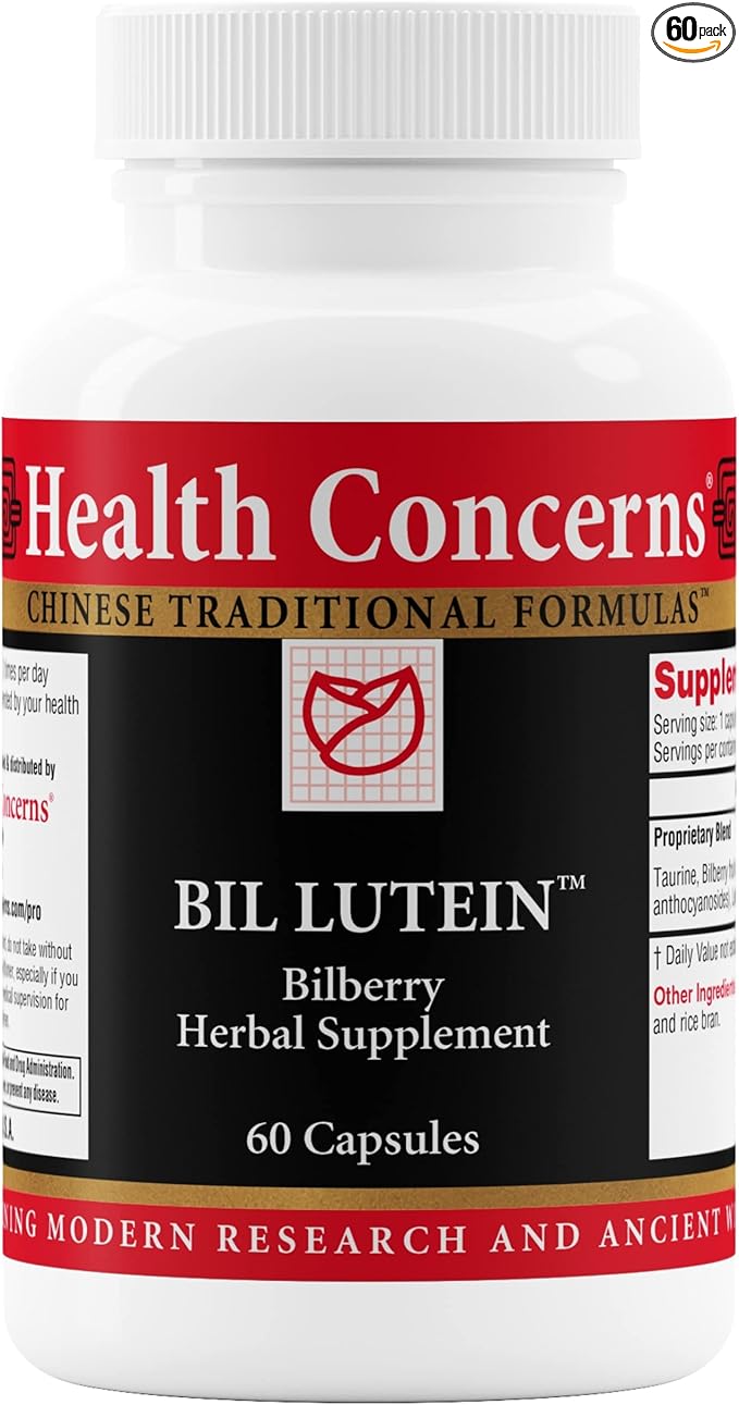 Health Concerns Bil Lutein – Eye Health & Vision Support – Lutein, Bilberry & Taurine Supplement – Antioxidants for Retinal Health, Night Vision, Circulation, & Macular Degeneration – 60 Capsules