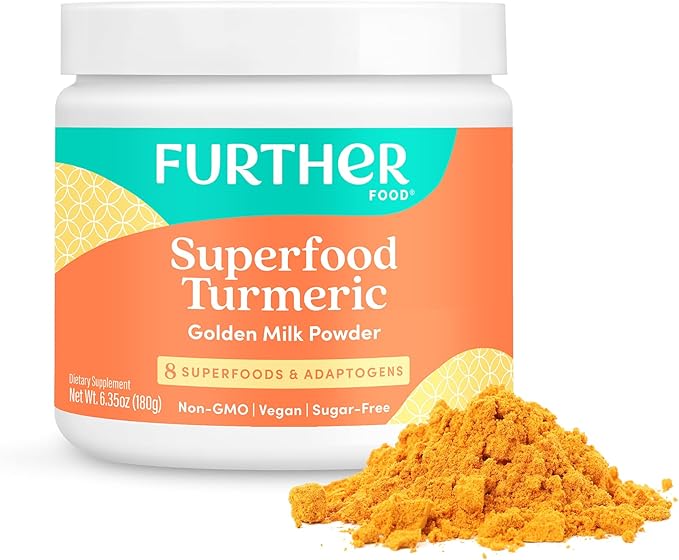 Further Food Superfood Turmeric Root Powder - Maximum Absorption, Natural Immune Booster, Golden Milk Blend, Sugar Free, Keto, Vegan, Non-GMO, 6.35 Oz