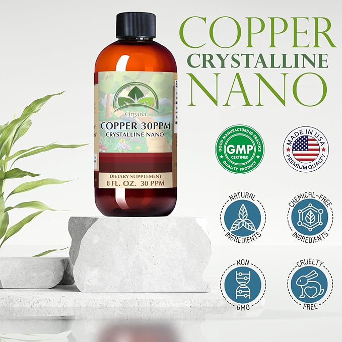 Organa Pure Crystalline Liquid Copper Supplement - 30 PPM - Colloidal Minerals