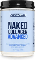 NAKED Chocolate Collagen Advanced - Peptides Protein Powder, Hyaluronic Acid, Vitamin C, Pasture-Raised, Grass-Fed Hydrolyzed Collagen Supplement, Paleo Friendly, Non-GMO, Keto, Gluten Free, 1.3LB
