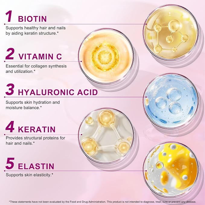 Multi Collagen Peptides Powder,Type I, II, III, V, X,with Biotin,Vitamin C,Hyaluronic Acid,Supports Healthy Joint, Hair, Skin & Nail Support,Grass-Fed, Non-GMO,16oz
