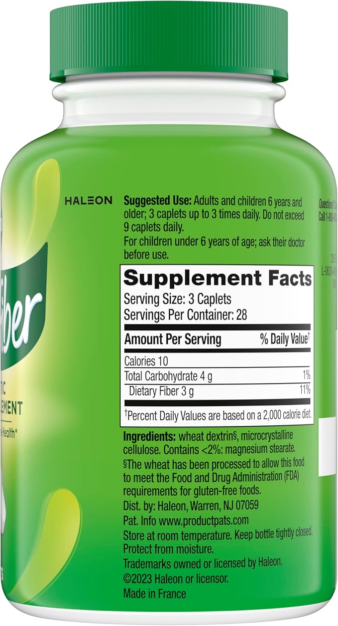 Benefiber Prebiotic GLP-1 Friendly Fiber Supplement Caplets, 84 Count